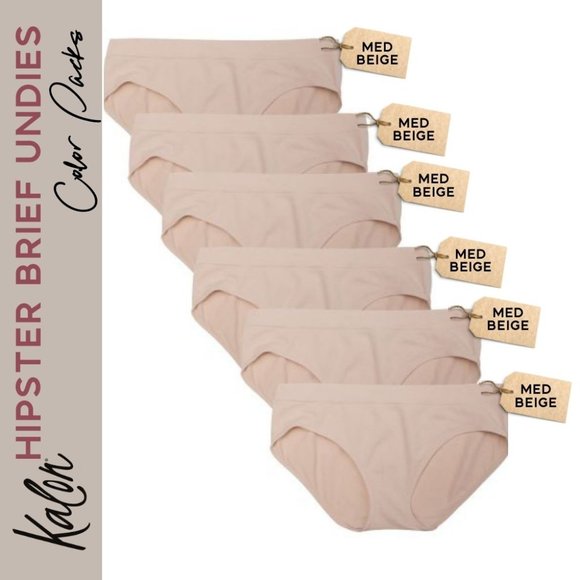 6 Pack Women's Nylon Spandex Hipster Brief Underwear A11 Med. Beige New NWB - Picture 8 of 8